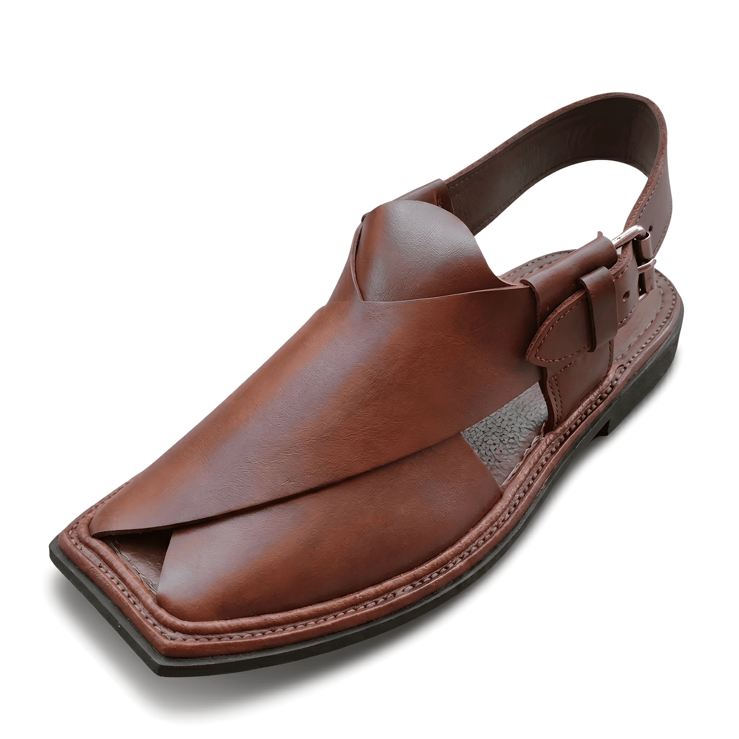 Brown Leather Peshawari Chappal for Men – Handmade Afghan Sandals - Afghan.boutique.us