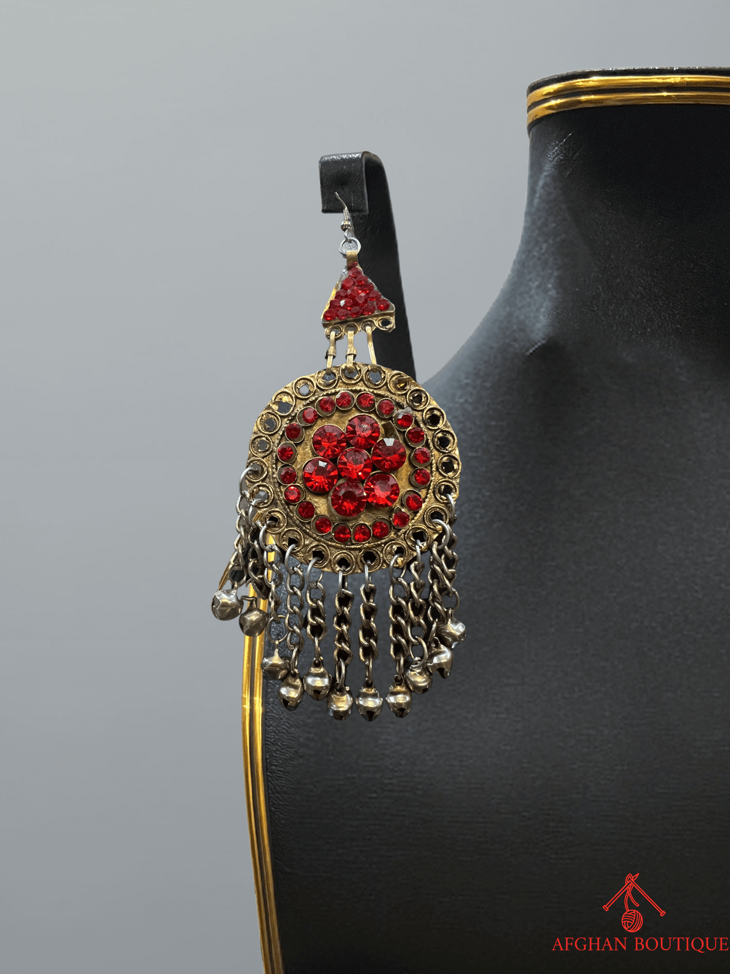 Right red Afghan earring — beautifully handcrafted with traditional tribal charm.
