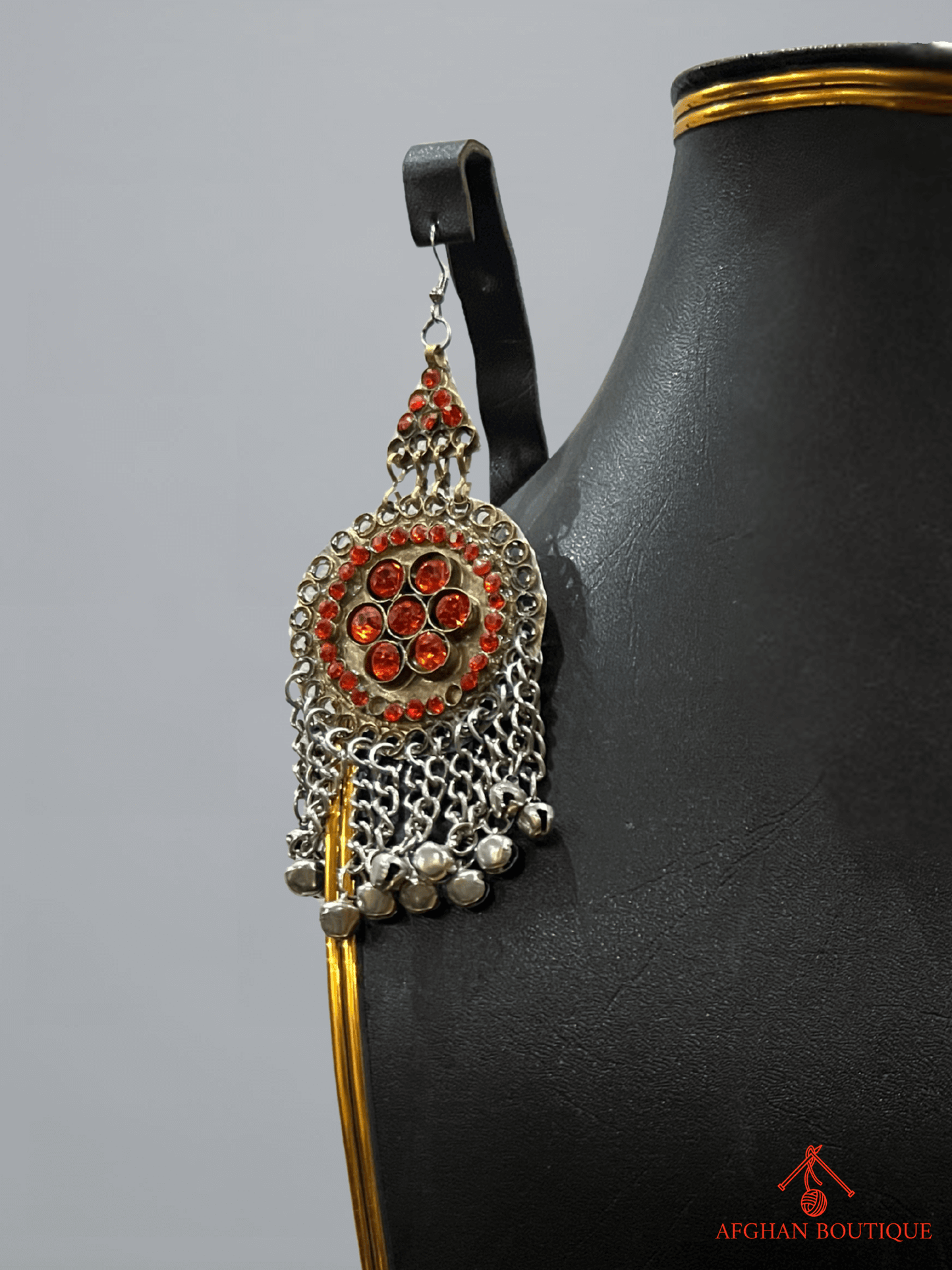 Sunset Orange Afghani Jewelry Set for Women – Handcrafted Tribal Necklace & Earrings - Afghan.boutique.us