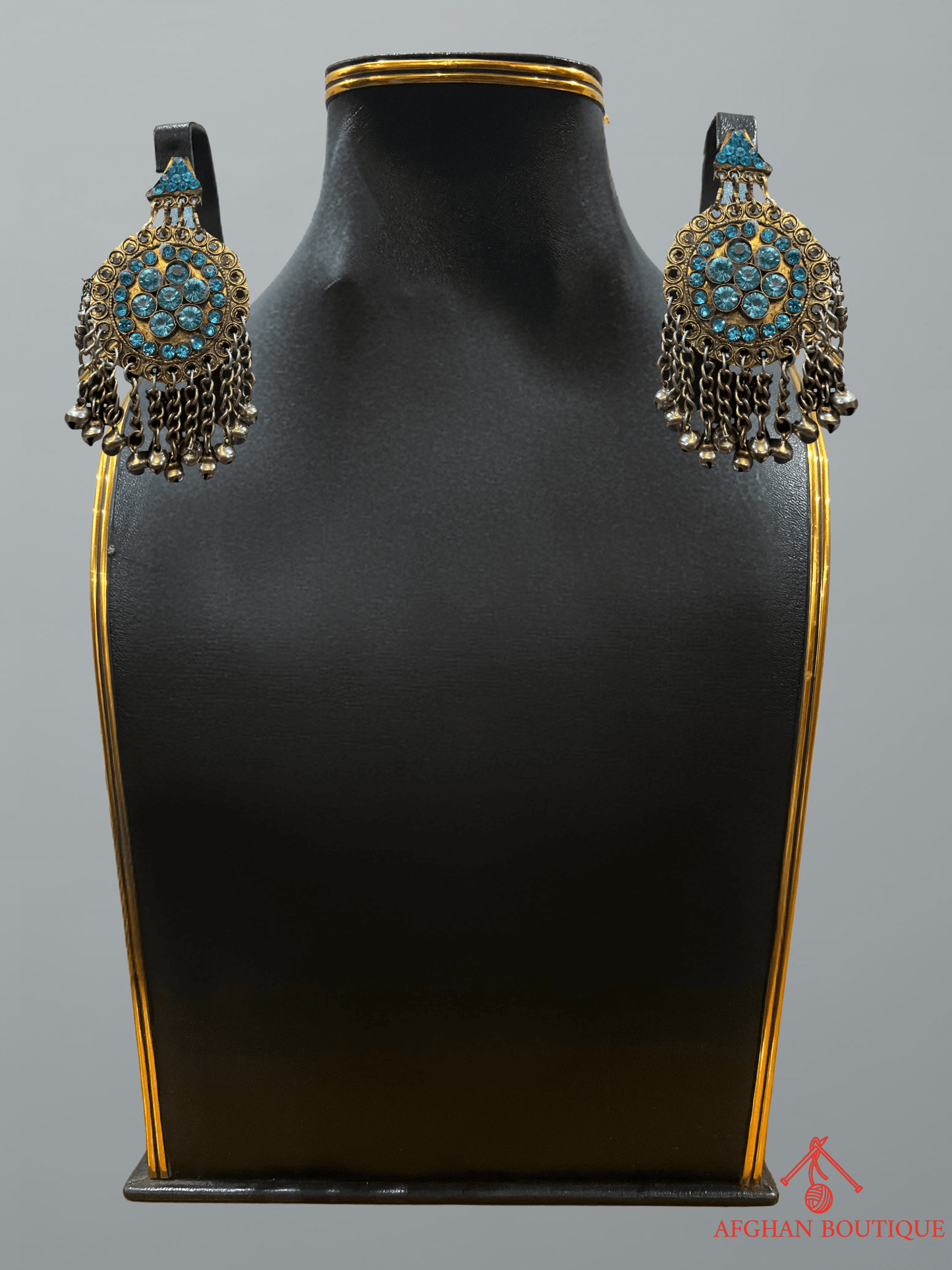 Light blue handcrafted Afghani earrings pair