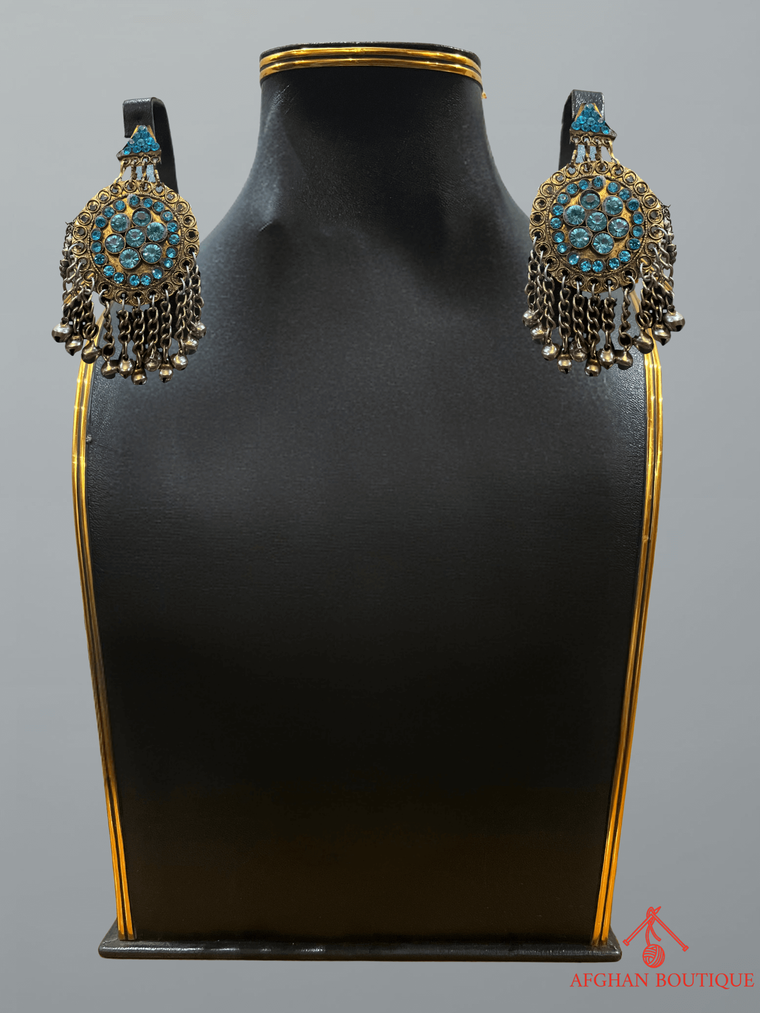 Light blue handcrafted Afghani earrings pair