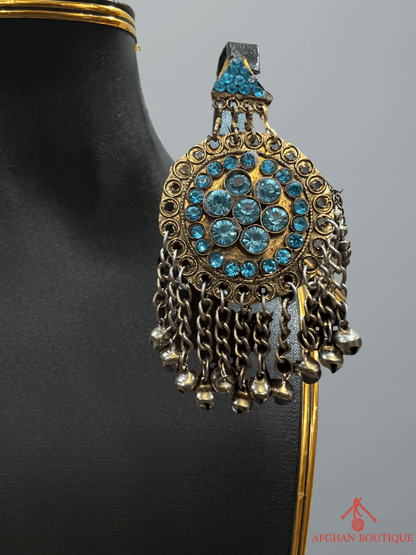 Light blue handcrafted Afghani left earring