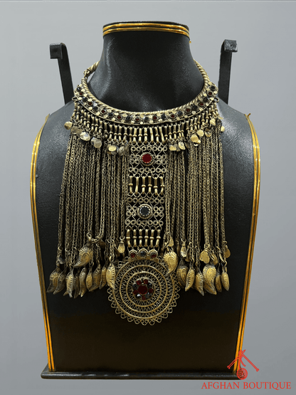 Antique Afghani Jewelry Set for Women – Traditional Heirloom Necklace & Earrings - Afghan.boutique.us