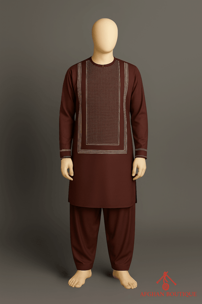 Brown Afghani Kurta for Men – Traditional Afghan Kurta Pajama - Afghan.boutique.us