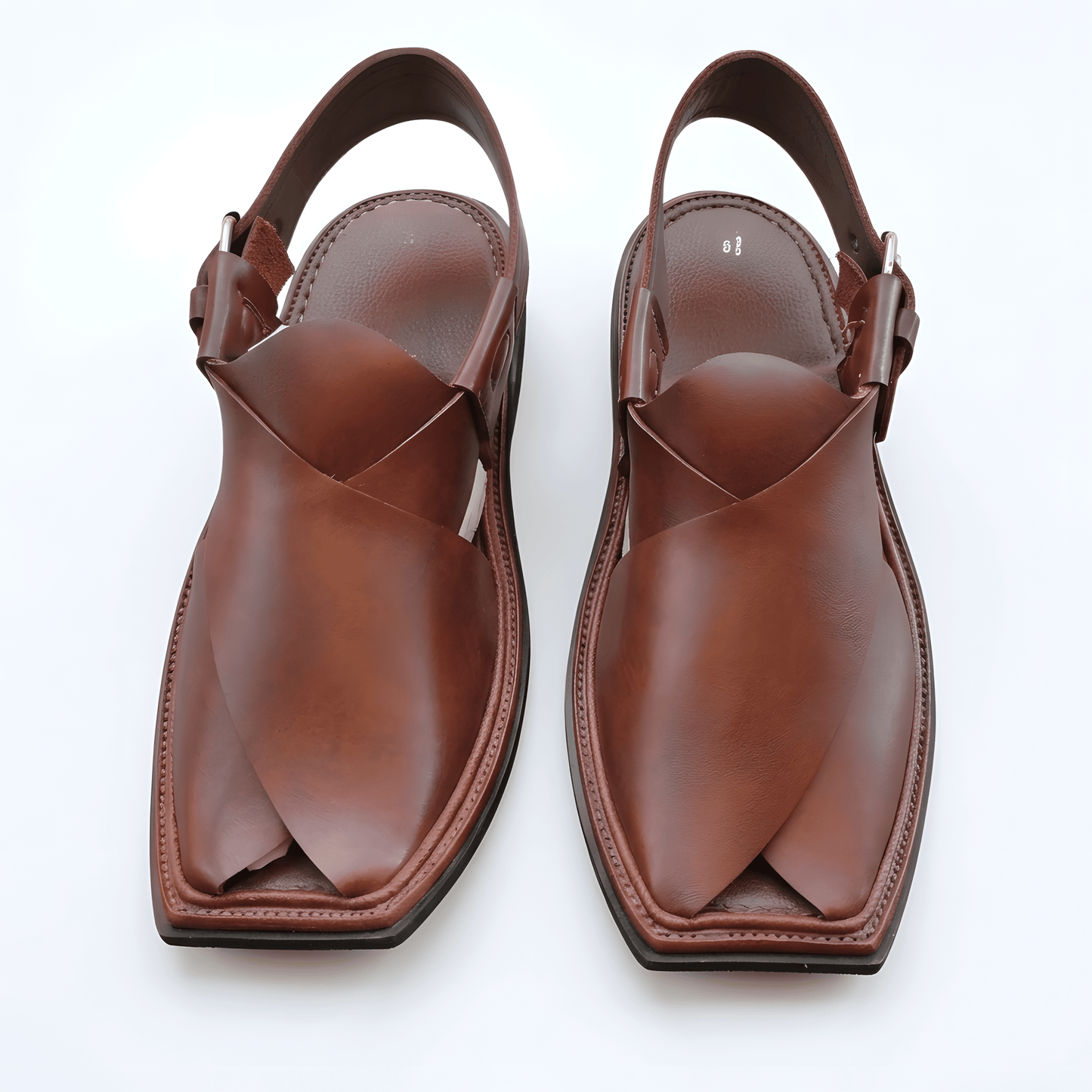 Brown Leather Peshawari Chappal for Men – Handmade Afghan Sandals - Afghan.boutique.us