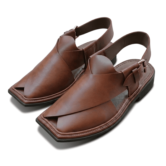 Brown Leather Peshawari Chappal for Men – Handmade Afghan Sandals - Afghan.boutique.us