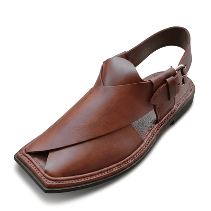 Brown Leather Peshawari Chappal for Men – Handmade Afghan Sandals - Afghan.boutique.us