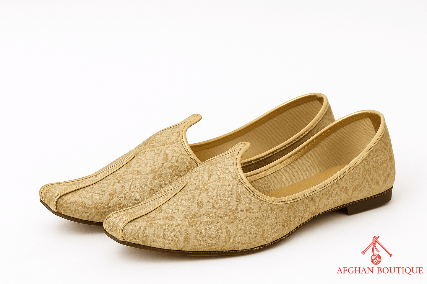 Cream Afghani khosa for men – elegant Afghan ethnic footwear left angle view