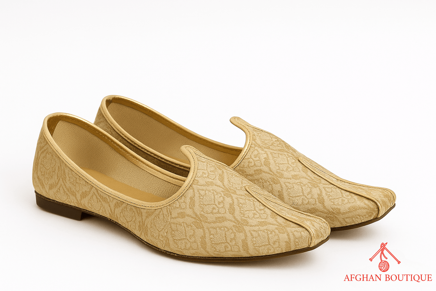 Cream Afghani khosa for men – pure leather handmade design right side view
