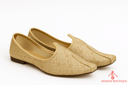 Cream Afghani khosa for men – pure leather handmade design right side view
