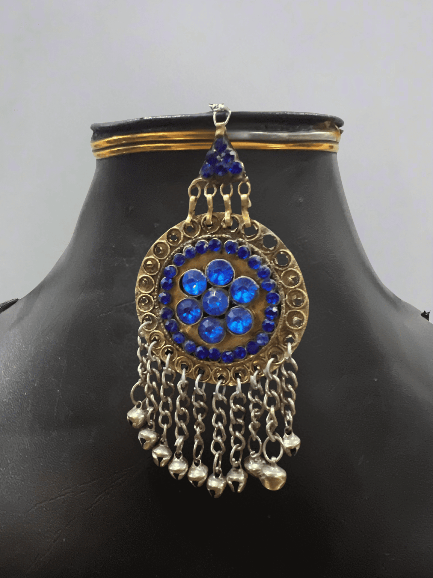 Dark Blue Afghani Jewelry Set for Women – Silver Highlight Necklace & Earrings - Afghan.boutique.us
