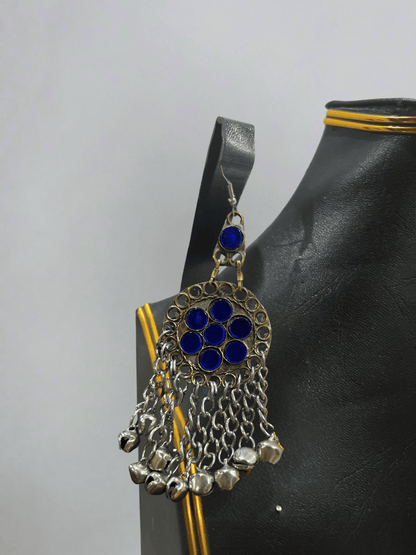 Dark blue handcrafted Afghani right earring