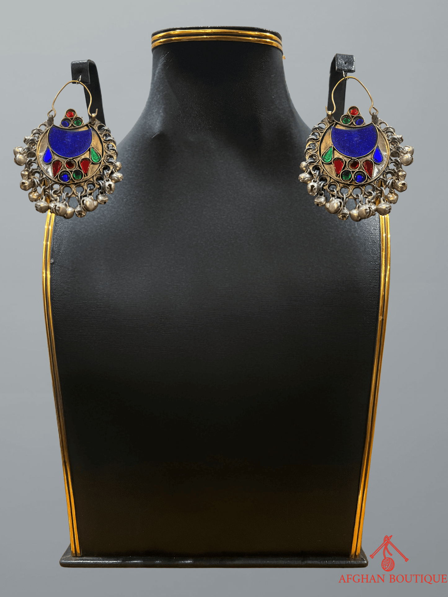 Multicolor handcrafted Afghani earrings pair