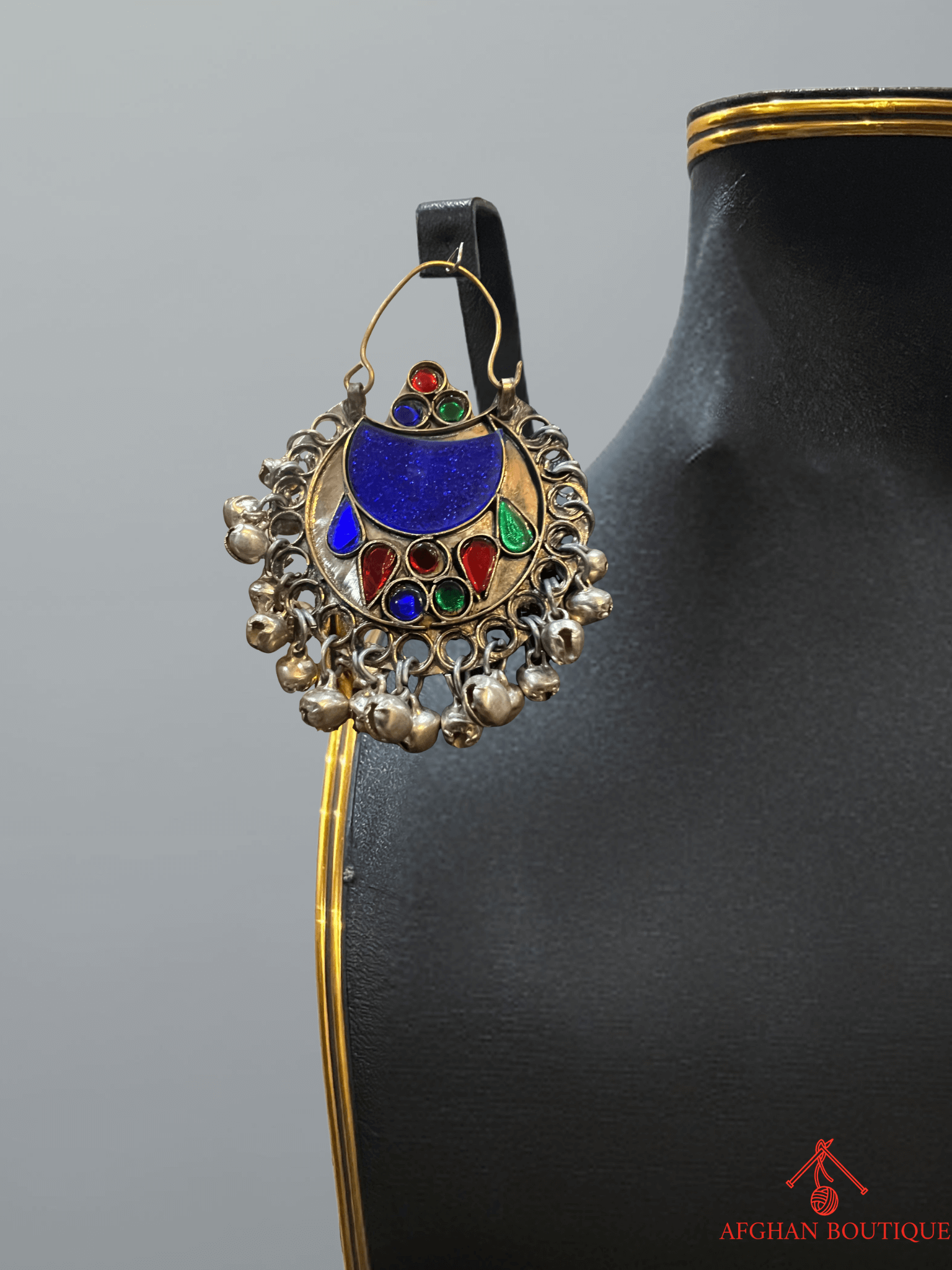 Multicolor handcrafted Afghani right earring