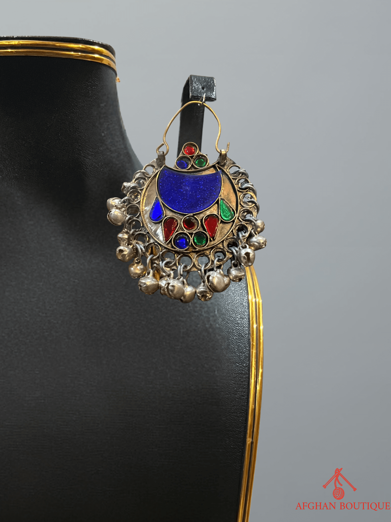 Multicolor handcrafted Afghani left earring
