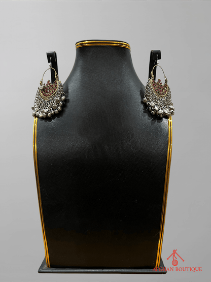 Pink handcrafted Afghani earrings pair