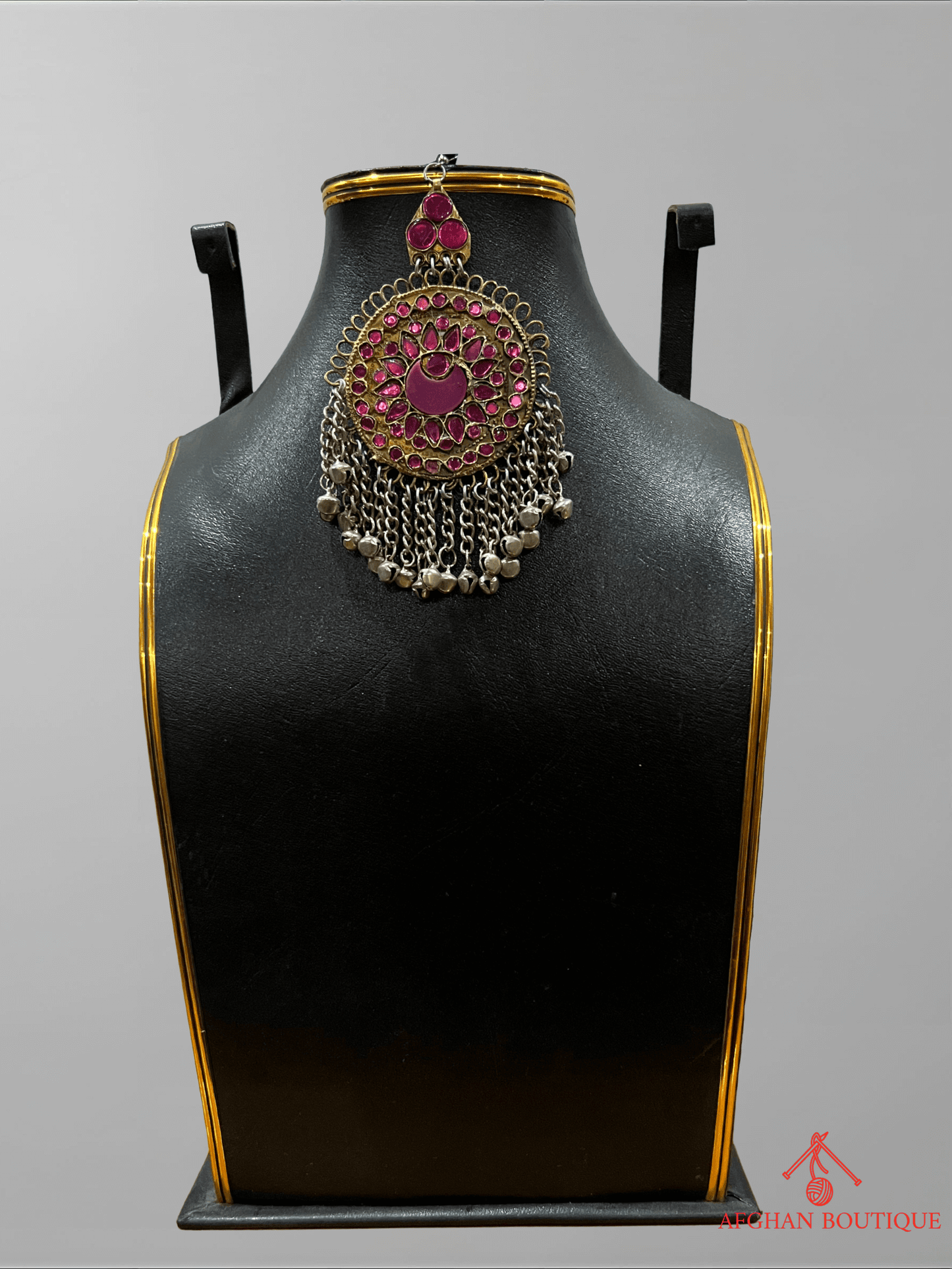 Pink handcrafted Afghani headpiece