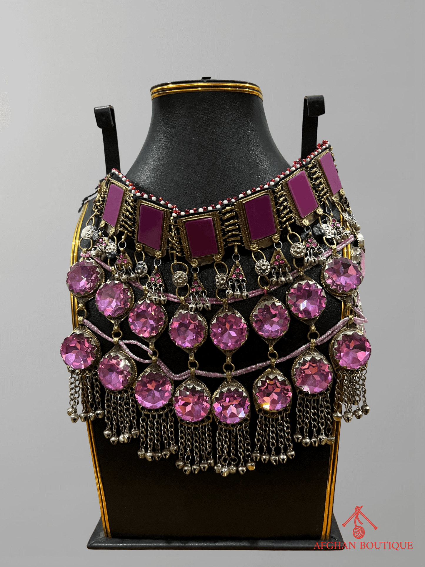 Pink handcrafted Afghani necklace