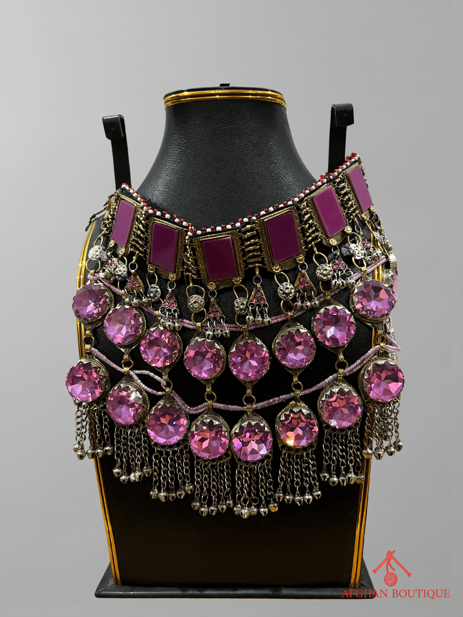 Pink handcrafted Afghani necklace