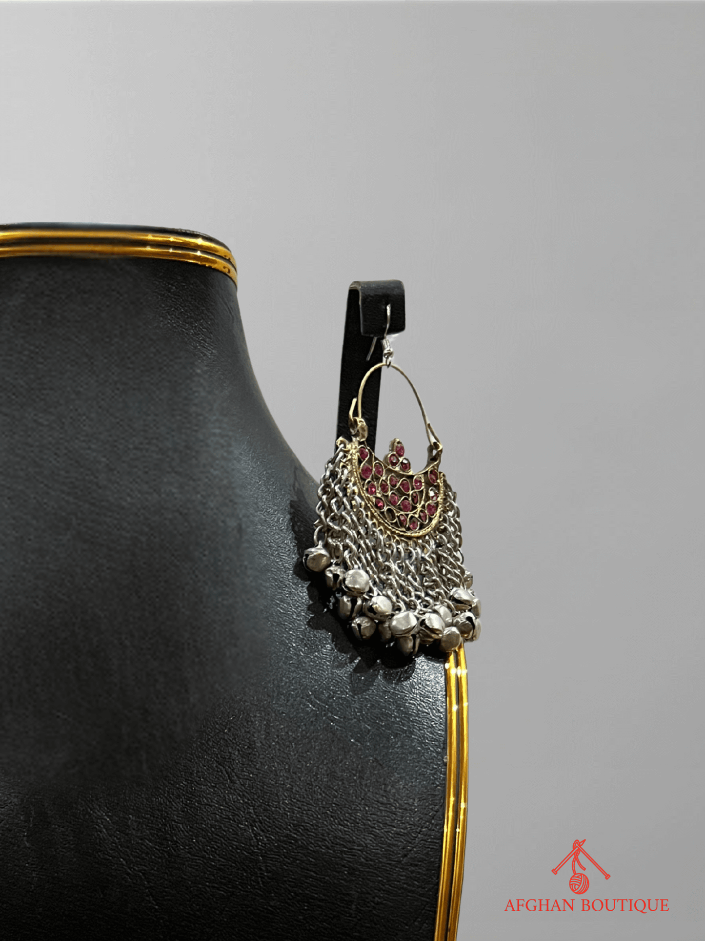 Pink handcrafted Afghani right earring