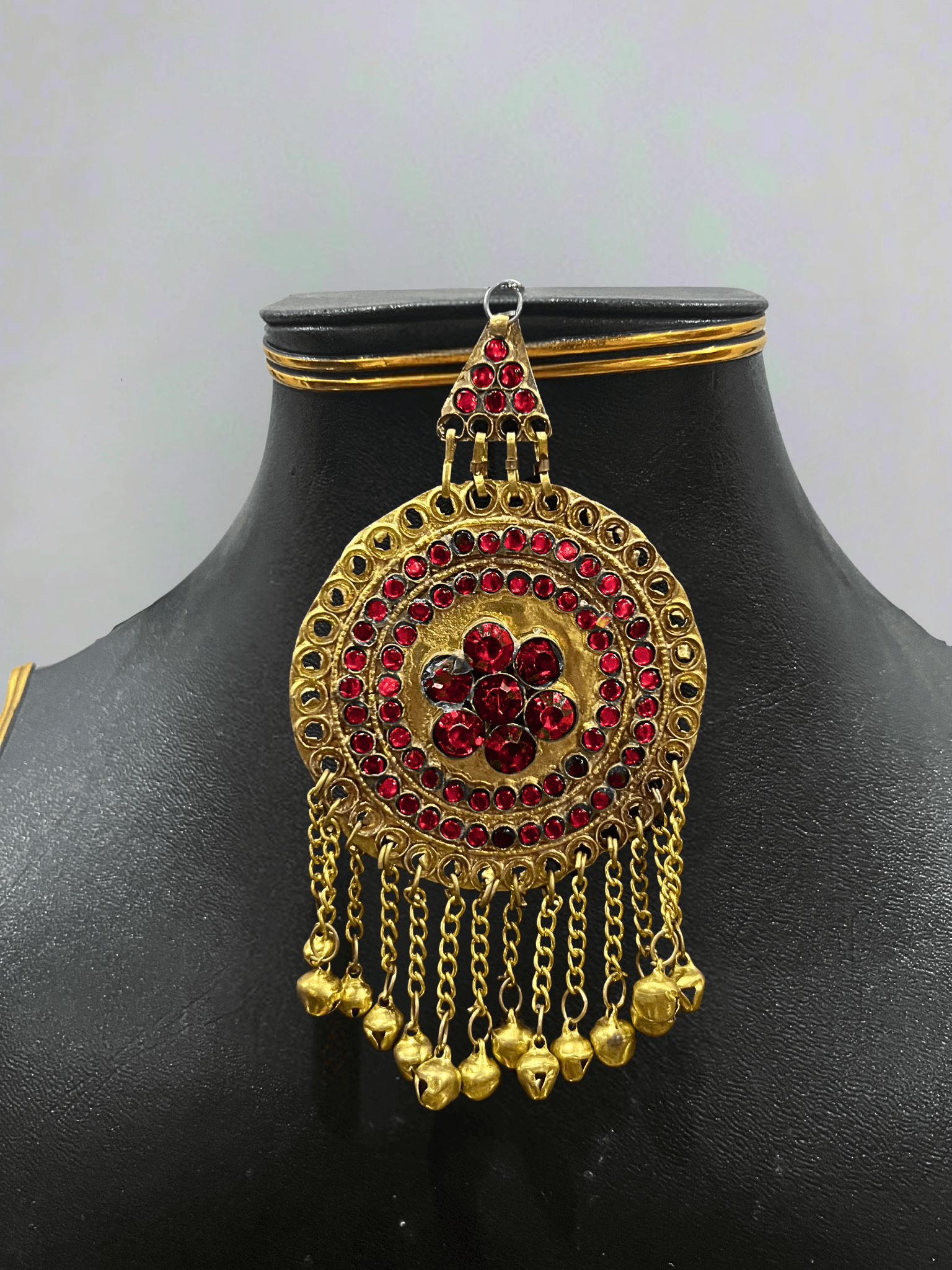 Ruby Red Afghani Bridal Jewelry Set for Women – Gold Finish Necklace & Earrings - Afghan.boutique.us