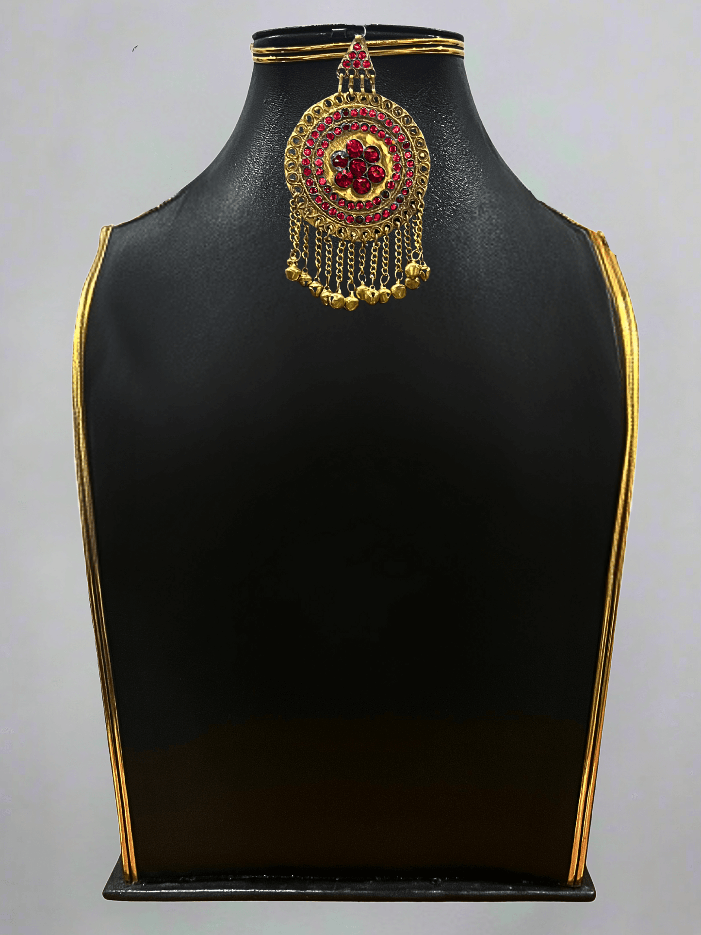 Ruby Red Afghani Bridal Jewelry Set for Women – Gold Finish Necklace & Earrings - Afghan.boutique.us