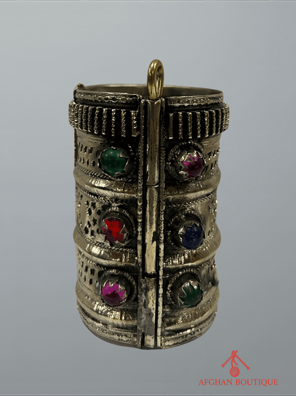 Silver-plated Afghani bangle front single