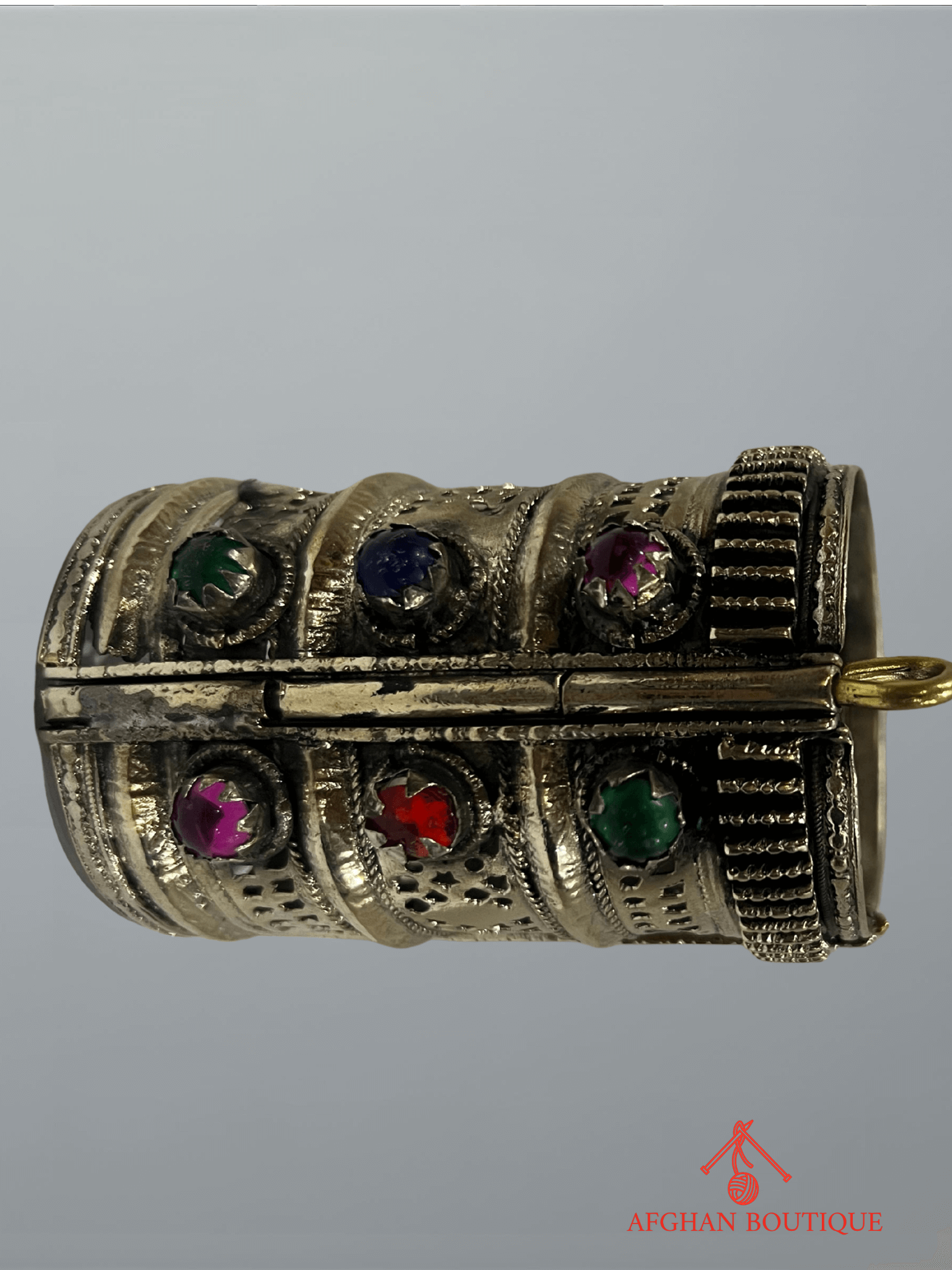 Silver-plated Afghani bangle side view