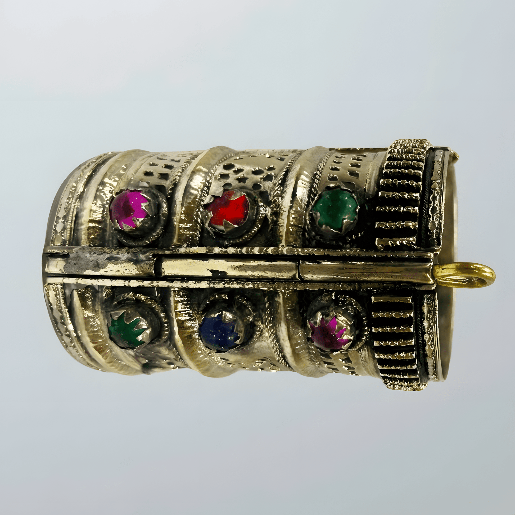 Silver Plated Afghani Bangles for Women – Engraved Cuff Set with Multicolor Stones - Afghan.boutique.us