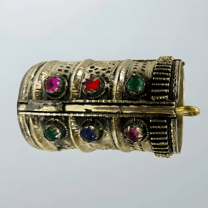 Silver Plated Afghani Bangles for Women – Engraved Cuff Set with Multicolor Stones - Afghan.boutique.us