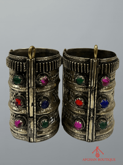 Silver-plated Afghani bangles front view