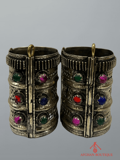 Silver-plated Afghani bangles front view