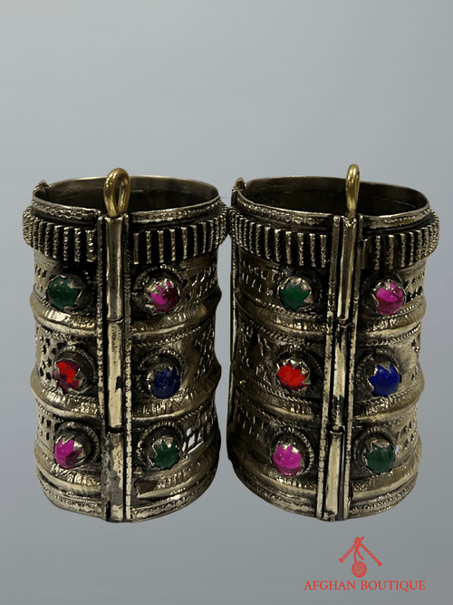 Silver-plated Afghani bangles front view