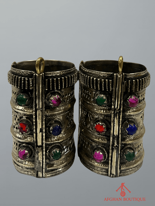 Silver-plated Afghani bangles front view