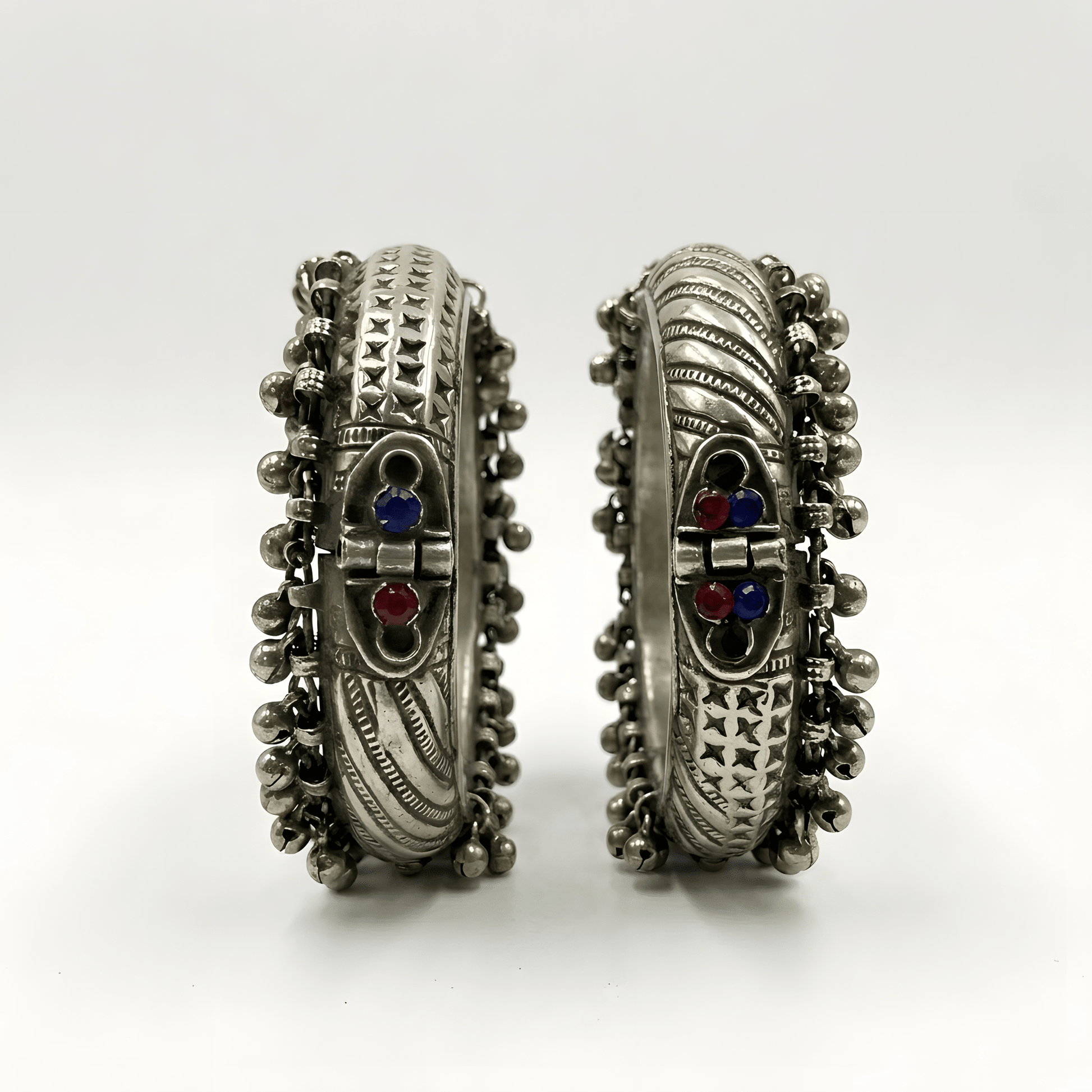 Tribal Afghani Wide Cuff Bangles for Women – Handcrafted Engraved Cuff Set - Afghan.boutique.us