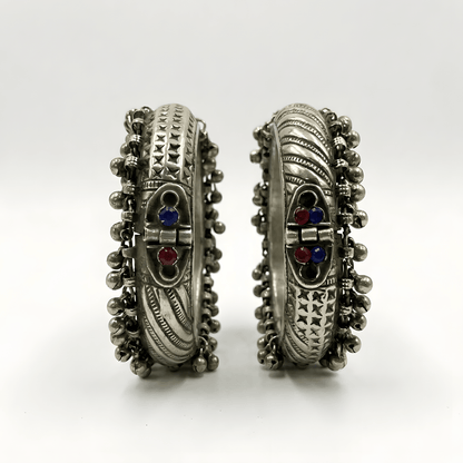 Tribal Afghani Wide Cuff Bangles for Women – Handcrafted Engraved Cuff Set - Afghan.boutique.us