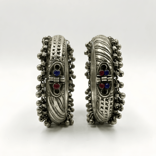 Tribal Afghani Wide Cuff Bangles for Women – Handcrafted Engraved Cuff Set - Afghan.boutique.us